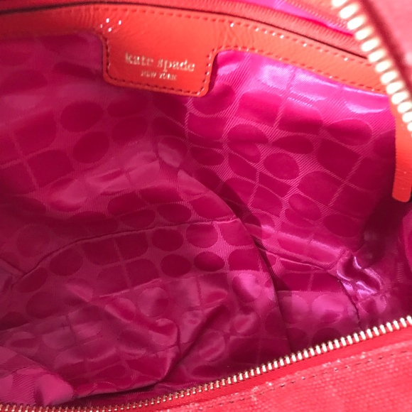 Kate Spade NY Red Ombre Fade Canvas Satchel Shoulder Bag with Pink Lining EUC - Picture 8 of 10